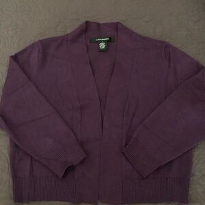 89th & Madison Purple Cardigan Sweater V-Neck Open Front